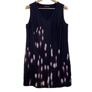 WILLOW THREAD navy blue dress v neck silky summer spring sleeveless M summertime